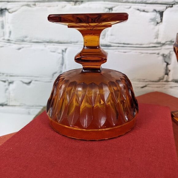 Indiana Glass Mt. Vernon Amber Champagne / desert cups set of 4 - Picture 7 of 7